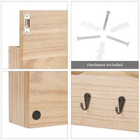 NEX™ Brown Wall Mounted Mail Holder & Organizer with 6 Key Hooks