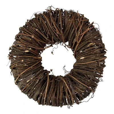 12" Brown Rustic Twig & Tree Bark Artificial Spring Wreath