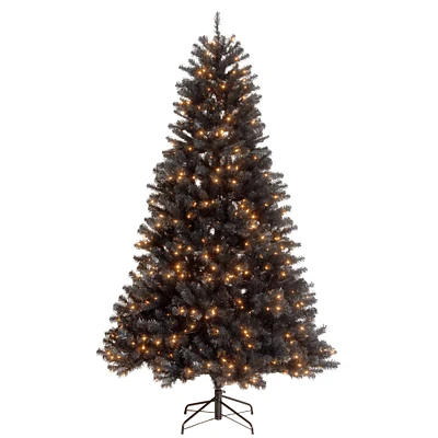 7.5 ft. Pre-lit North Valley Black Spruce Medium Artificial Christmas Tree, Clear Lights