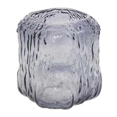 7" Gray Abstract Square Ombre Glass Vase