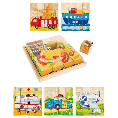 Toy Time Vehicles 6-in-1 Block Puzzle Set