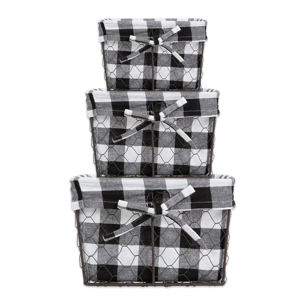 DII® Black & White Checkered Chicken Wire Basket Set