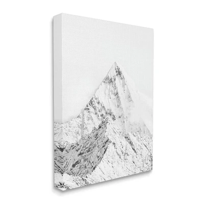 Stupell Industries Snowy Mountain Peak Sharp Lines Black White Canvas Wall Art