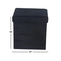 17" Black Square Polyester Storage Stool