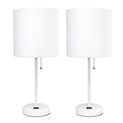 LimeLights White Base Lamp with Charging Outlet