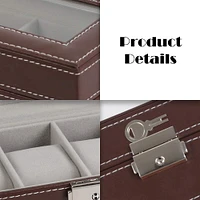 Walnut Brown Hexa Leather Watch Box