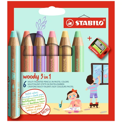 5 Pack: STABILO® Woody 3-in-1 6 Color Pastel Pencil Set