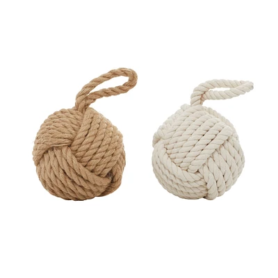 14" Jute Coastal Rope Sculpture Set