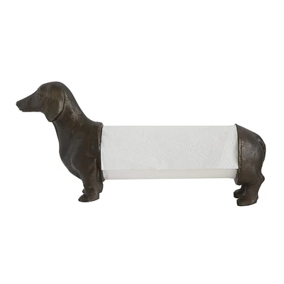 17'' Antiqued Bronze Dachshund Dog Paper Towel Holder