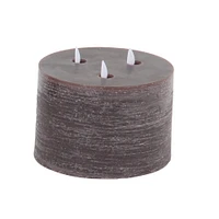 Brown Traditional Wax Flameless Pillar Candle Set