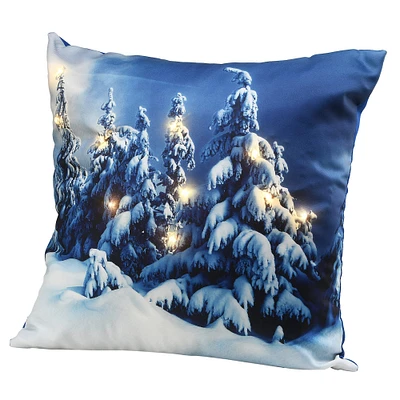 Winter Scene Pillow with LED Lights