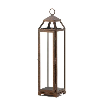 22" Iron & Glass Copper Lantern