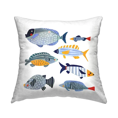 Stupell Industries Whimsical Patterned Fish Children's Aquatic Animals Throw Pillow, 18" x 18"