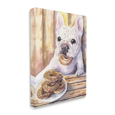 Stupell Industries French Bulldog with Donuts Dessert Pet Dog Canvas Wall Art