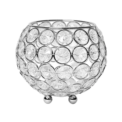 Elegant Designs™ Chrome Crystal Circular Bowl Candle Holder