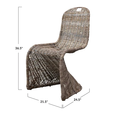 Hand-Woven Rattan & Metal Chair