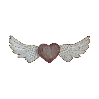 35.5" Red Heart with Wings Wall Décor