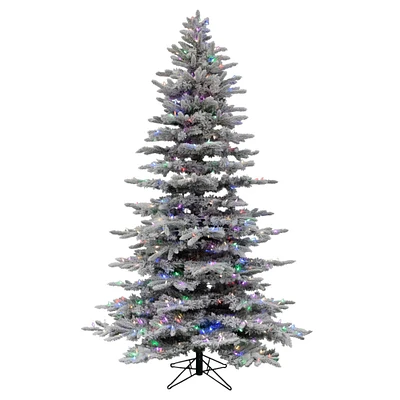 7.5ft. Pre-Lit Flocked Arctic Fir Artificial Christmas Tree, Color Changing LED Lights