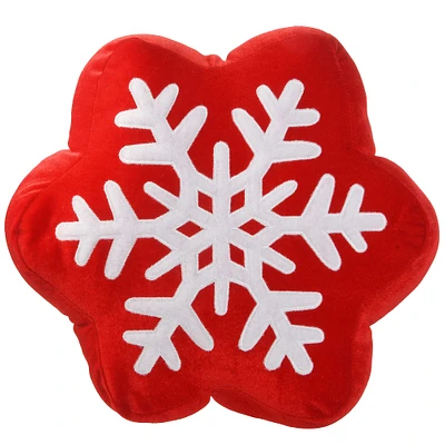 Red & White Snowflake Throw Pillow