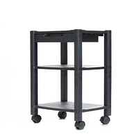 Mind Reader 24.4" Black 3-Tier Shelf Adjustable Printer Stand with Wheels