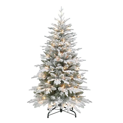 6 Pack: 4.5ft. Pre-Lit Flocked Northern Fir Artificial Christmas Tree, Clear Lights
