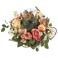 8.5" Rose Candelabrum Silk Flower Arrangement