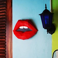 Papercraft World Red Lips 3D Papercraft Wall Art DIY Kit