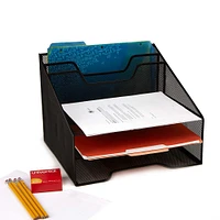 Mind Reader 2 Pack Black 3-Tiered Desk Organizer Tray