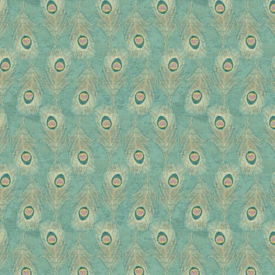 Springs Creative Mint Peacock Feathers Cotton Fabric