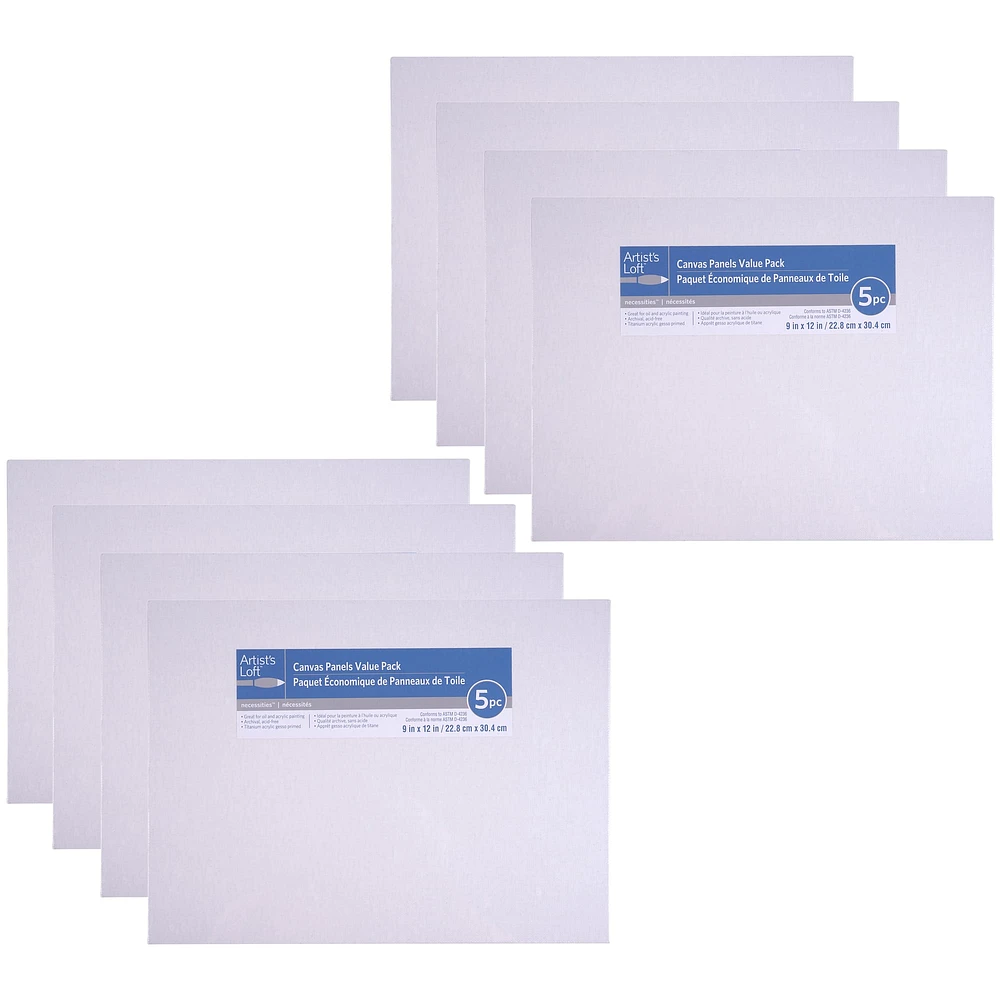 8 Packs: 5 ct. (40 total) 9" x 12" Value Pack Canvas Panel by Artist's Loft® Necessities™