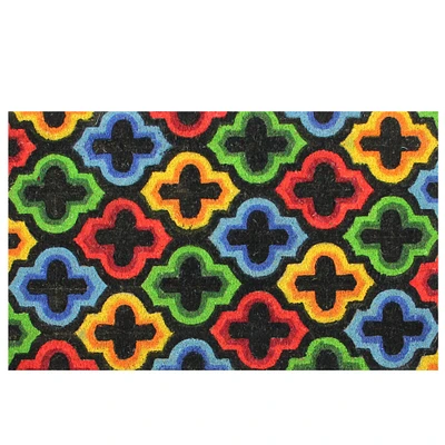 Multicolor Retro Coir Outdoor Rectangular Door Mat, 29.5" x 17.75"