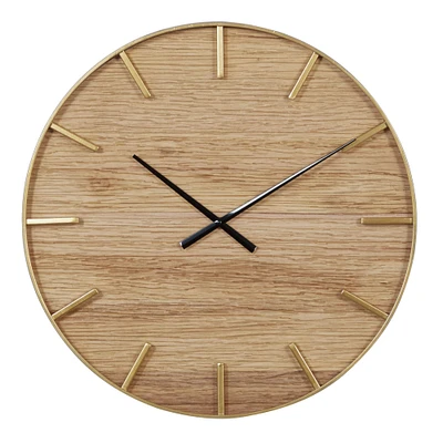 Brown Rustic Wood Wall Clock, 24" x 24"