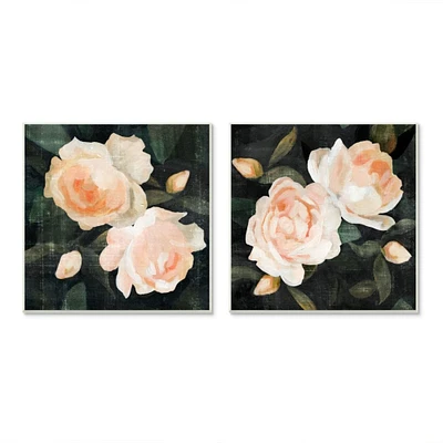 Stupell Industries Country Rose Garden Pink Green Nature Flower Painting,12" x 12"