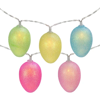 10ct. Multicolor Glitter Easter Egg LED String Lights with Clear Wire