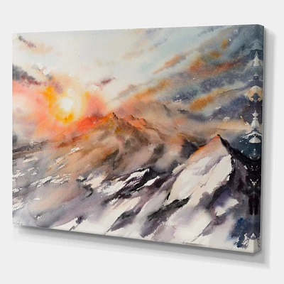 Designart - Majestic Sunset In The Mountains Landscape - Traditional Canvas Wall Art Print