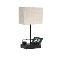 Simple Designs 15.3" Table Lamp with 2 USB Ports & Charging Outlet