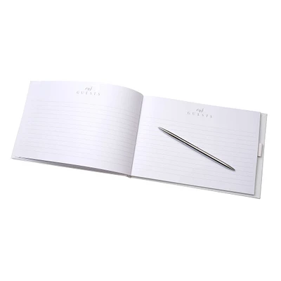 Style Me Pretty Silver & White Guestbook with Pen