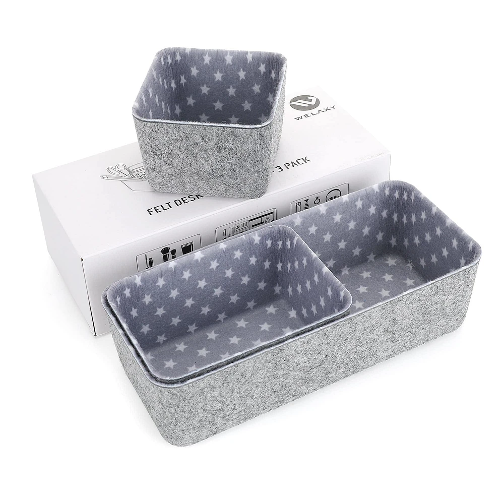 Welaxy Felt 3 Piece Stars Storage Bin Set