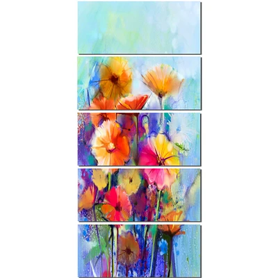 Designart - Abstract Floral Watercolor Painting - Large Floral Canvas Art Print