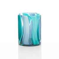 6.5" Small Blue Cylinder Glass Vase