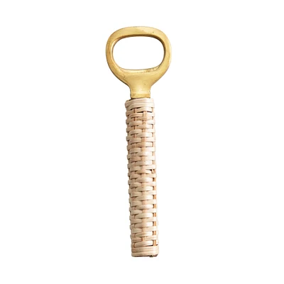 6" Brass & Bamboo Bottle Opener with Handle