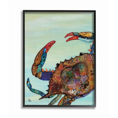 Stupell Industries Colorful Crab on Sand Aquatic Animal Painting in Frame Wall Art