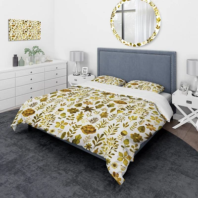 Designart 'Watercolor Texture with Flowers & Plants' Modern & Contemporary Bedding Set