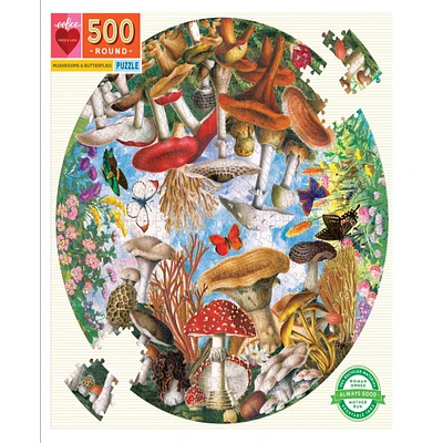 eeBoo Mushrooms & Butterflies 500 Piece Puzzle