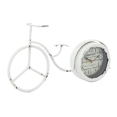 15" White Metal Farmhouse Bicycle Clock