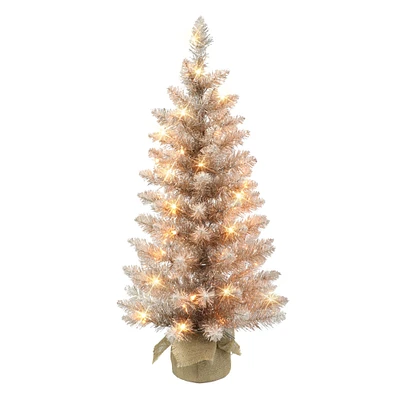 6 Pack: 3ft. Pre-Lit Rose Gold Artificial Christmas Tree