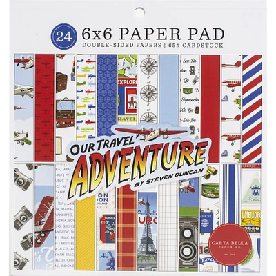 Carta Bella Double-Sided Paper Pad 6"X6" 24/Pkg-Our Travel Adventure