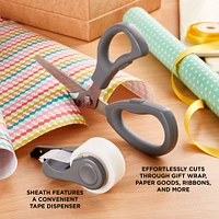 Sabatier 2-in-1 All-Purpose Gift Wrap Scissors with Removable Tape Dispenser Blade Cover