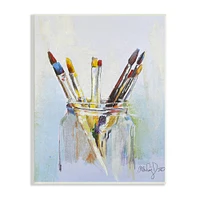 Stupell Industries Paintbrushes in Glass Jar Expressive Artist Tools Wall Plaque