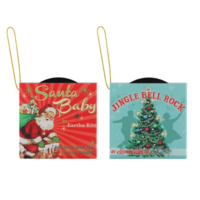 2ct. Vintage Vinyl Record Ornaments